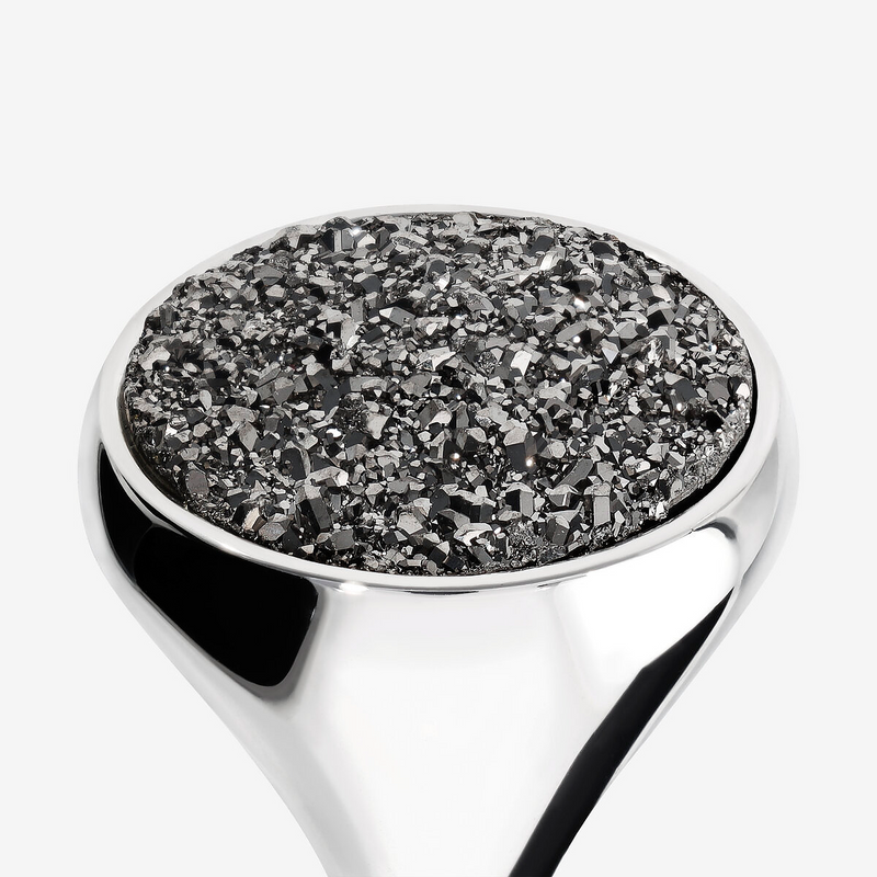 Anello Cocktail en Argent 925 plaqué Platine avec Drusite