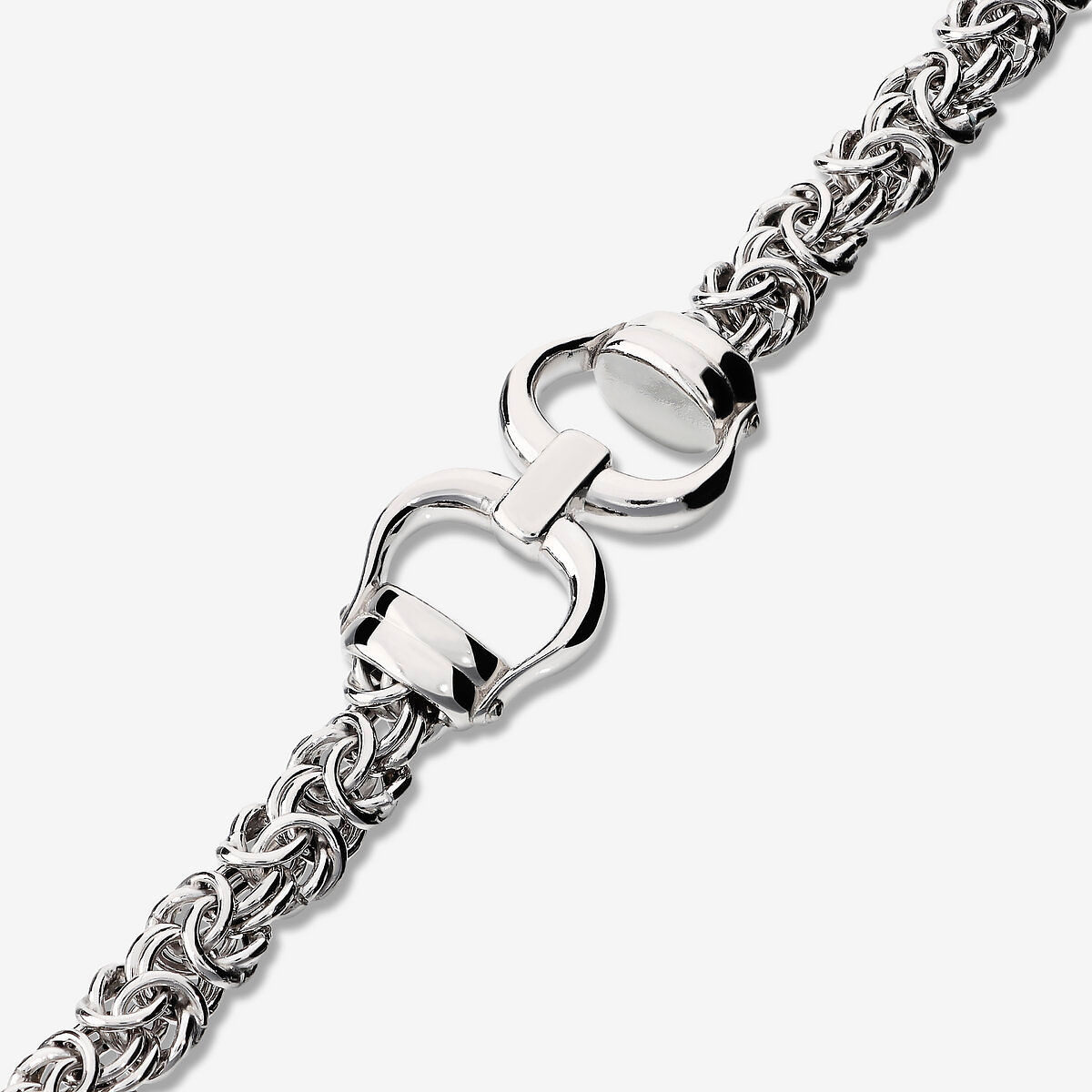 Bracciale Maglia Bizantina con Ferro di Cavallo in Argent 925 plaqué Platine