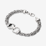 Bracciale Maglia Bizantina con Ferro di Cavallo in Argent 925 plaqué Platine