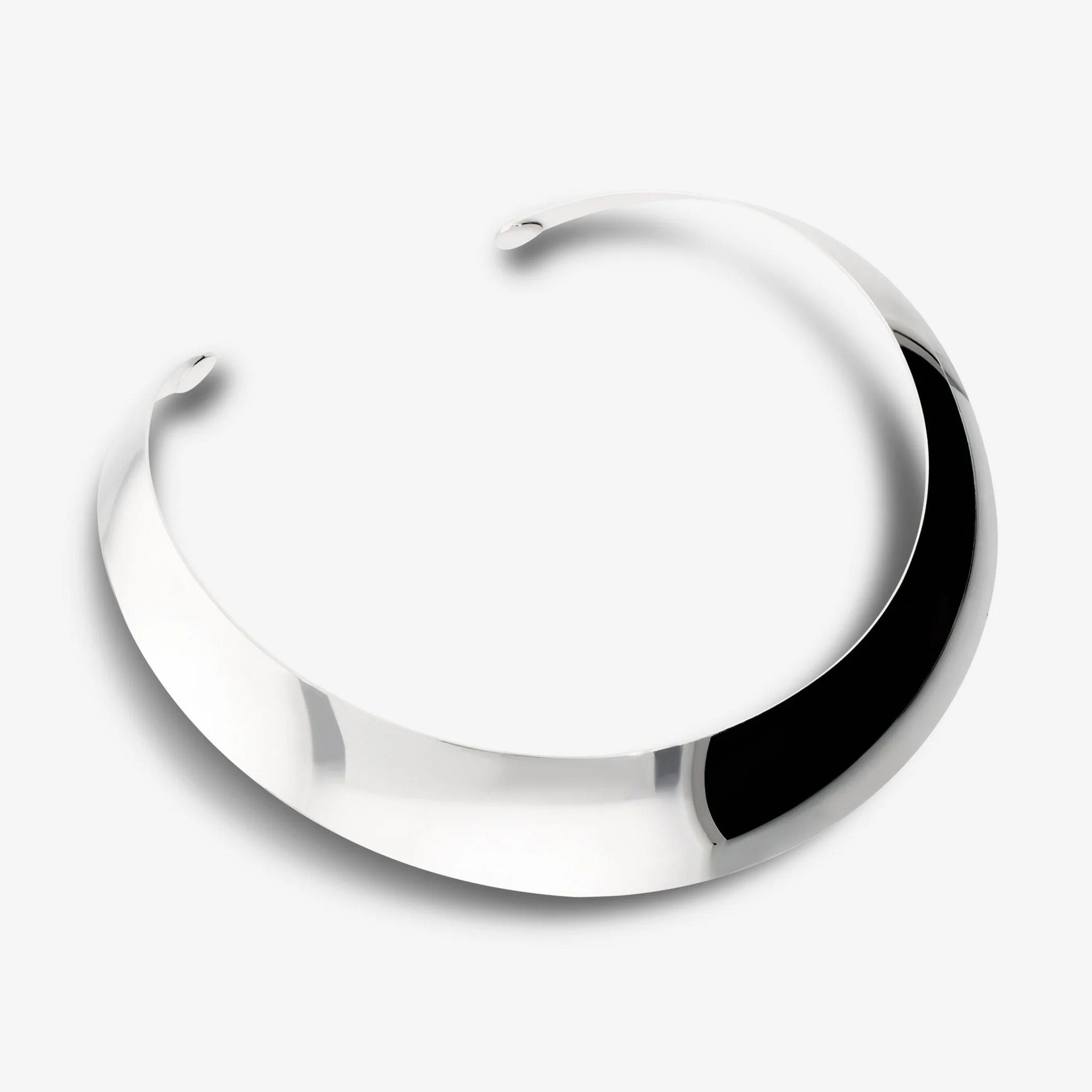 925 Sterling Silver Platinum Plated Mirror Choker Necklace Surface 2cm