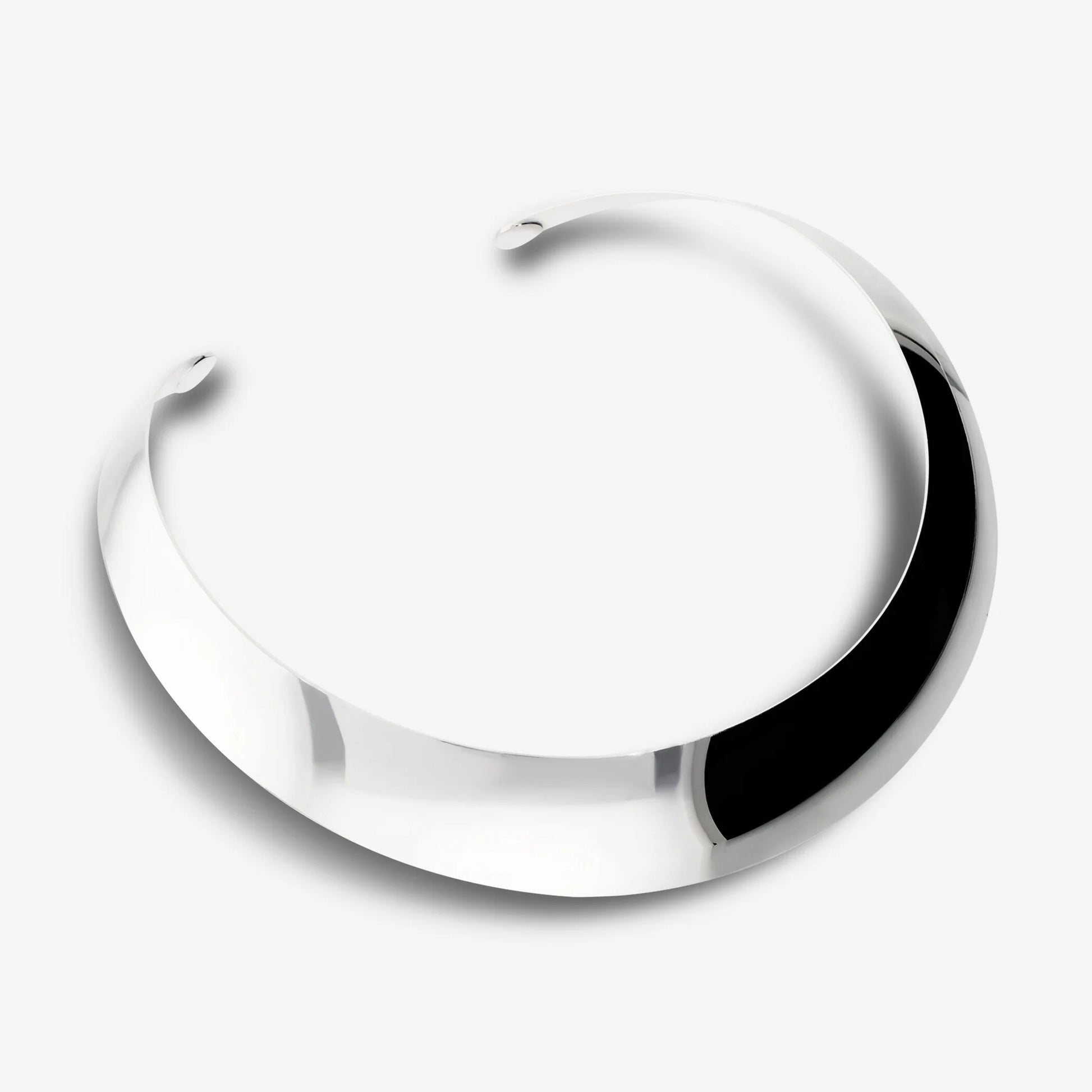 925 Sterling Silver Platinum Plated Mirror Choker Necklace Surface 2cm