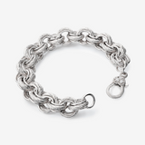 Maxi Striped Links Bracelet in 925 Silver plated with Platinum and Cubic Zirconia