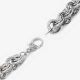 Maxi Striped Links Bracelet in 925 Silver plated with Platinum and Cubic Zirconia