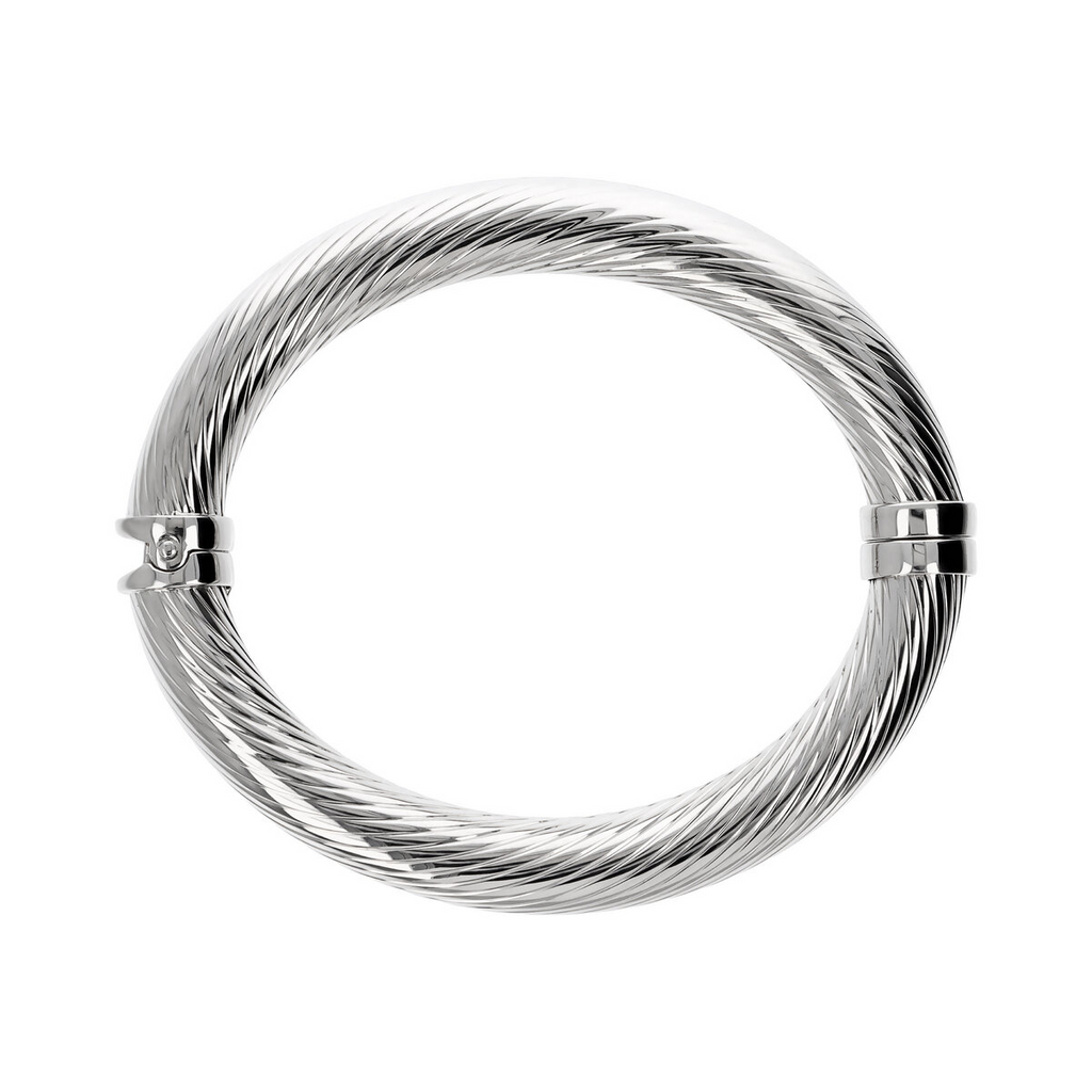 Rigid Bracelet Twisted Finish in Platinum Plated 925 Silver - Milor