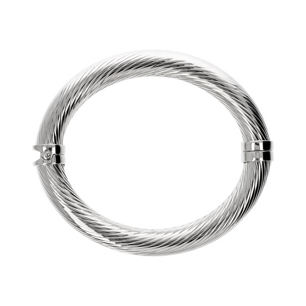 Rigid Bracelet with Twisted Finish in Platinum-plated 925 Silver