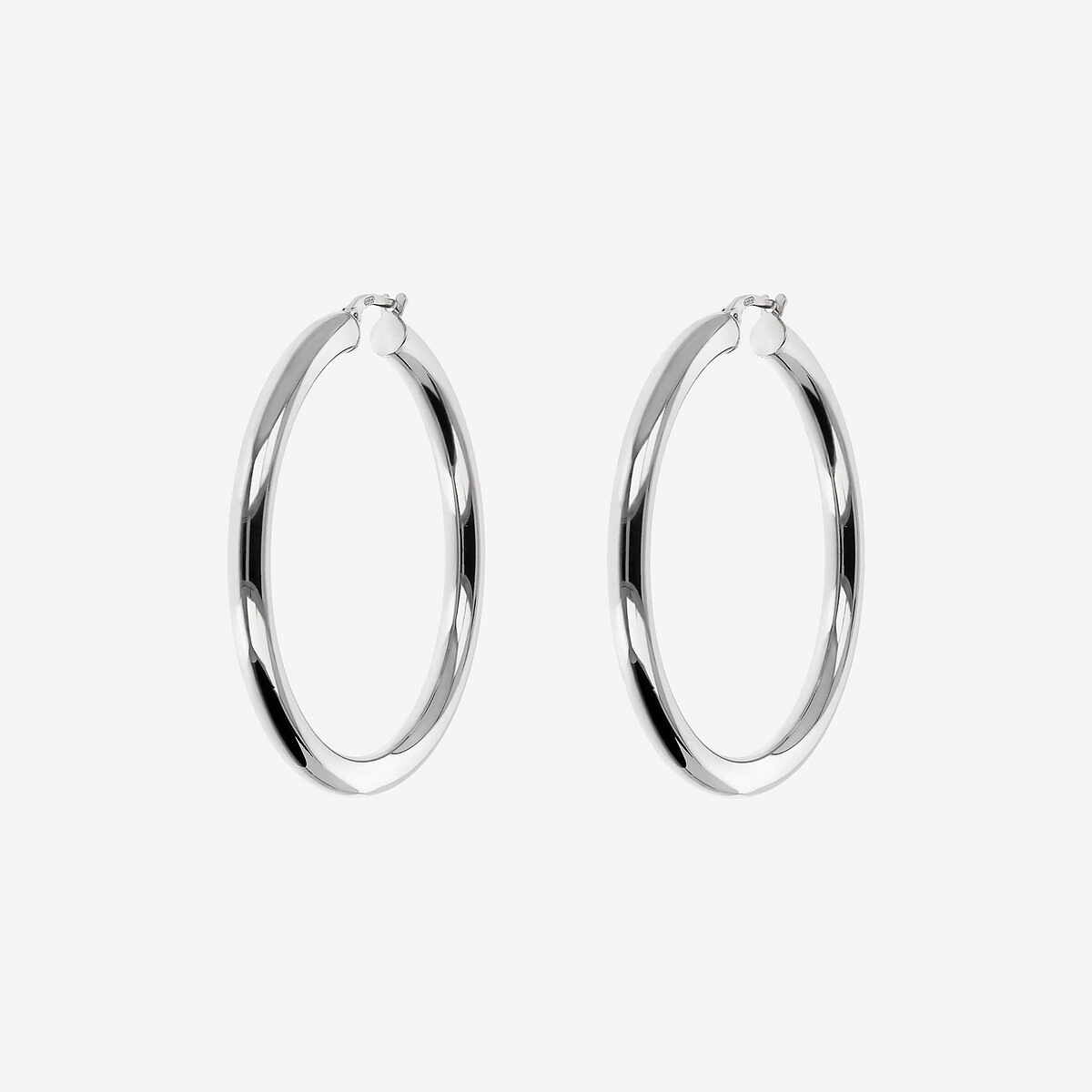 Orecchini a Cerchio Lucidi in Argento 925 placcato Platino