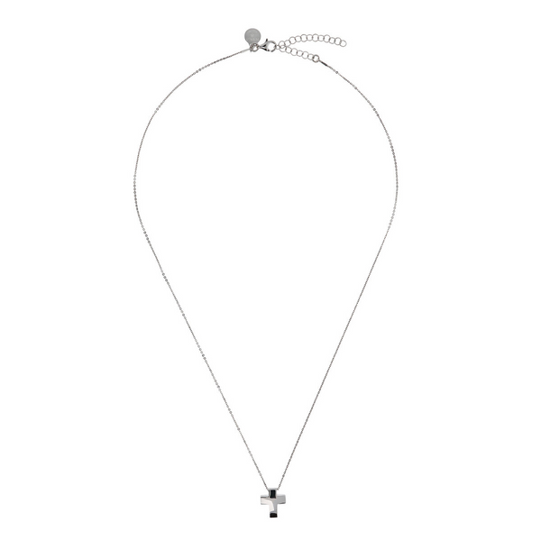 Necklace with Sliding Cross Pendant in Platinum Plated 925 Silver