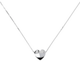 Necklace with Sliding Heart Pendant in Platinum Plated 925 Silver