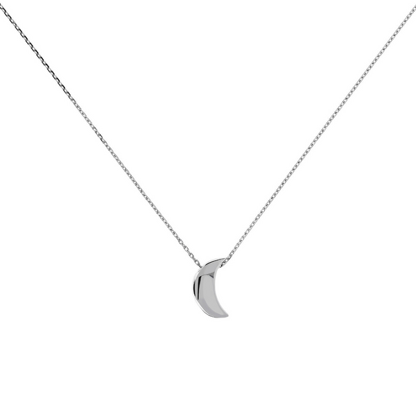 Necklace with Sliding Moon Pendant in Platinum Plated 925 Silver