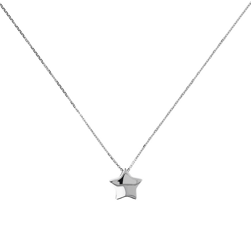 Necklace with Sliding Star Pendant in Platinum-plated 925 Silver