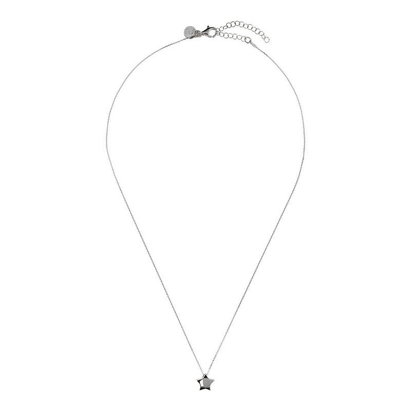 Necklace with Sliding Star Pendant in Platinum-plated 925 Silver