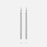 Boucles d'oreilles pendantes multi-rangs en maille scintillante en argent 925 platiné