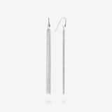 Boucles d'oreilles pendantes multi-rangs en maille scintillante en argent 925 platiné