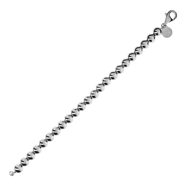 Bracelet with Shiny Spheres in Platinum-plated 925 Silver