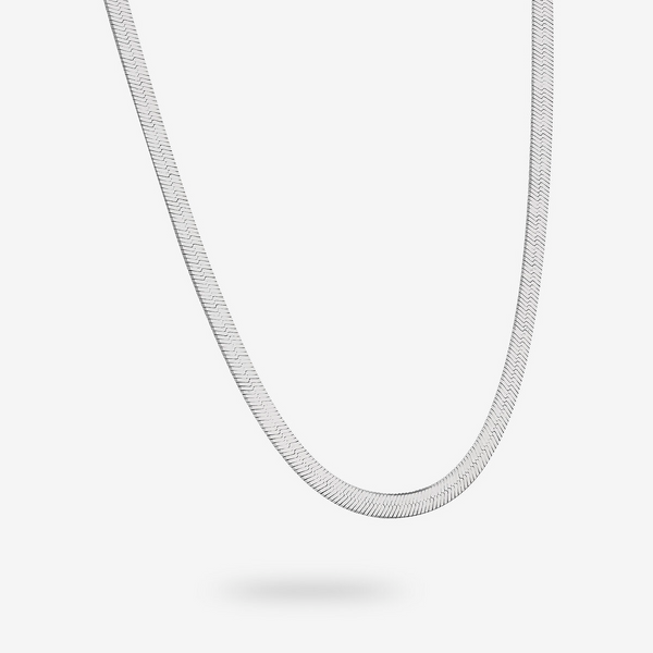 Flat Snake Necklace in Platinum-plated 925 Silver