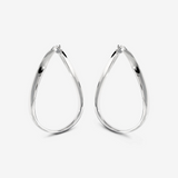 Boucles d'oreilles créoles effet vague en argent 925 platiné