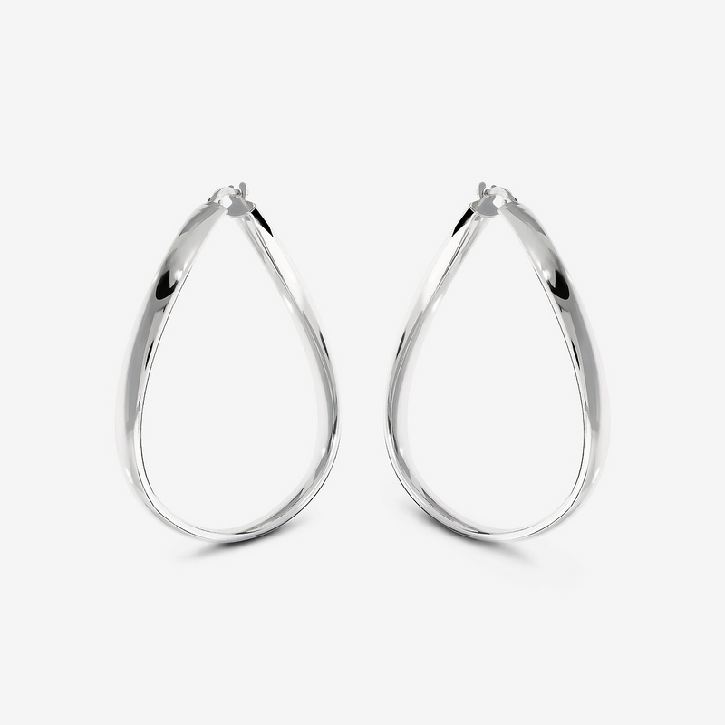 Boucles d'oreilles créoles effet vague en argent 925 platiné