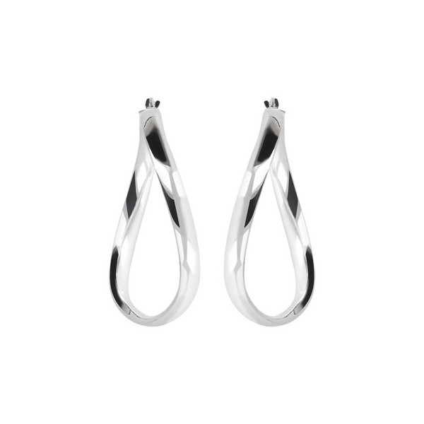 Wave Effect Hoop Earrings in Platinum-plated 925 Silver