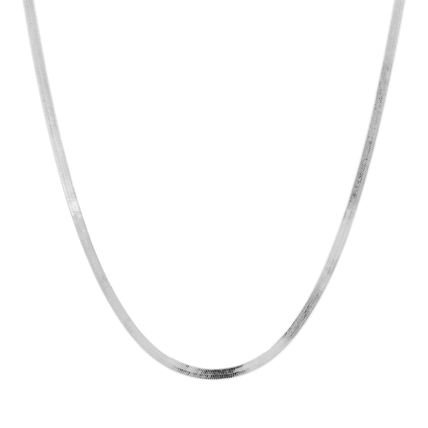 Lange Halskette mit flachen Schlangengliedern aus platiniertem 925er Silber