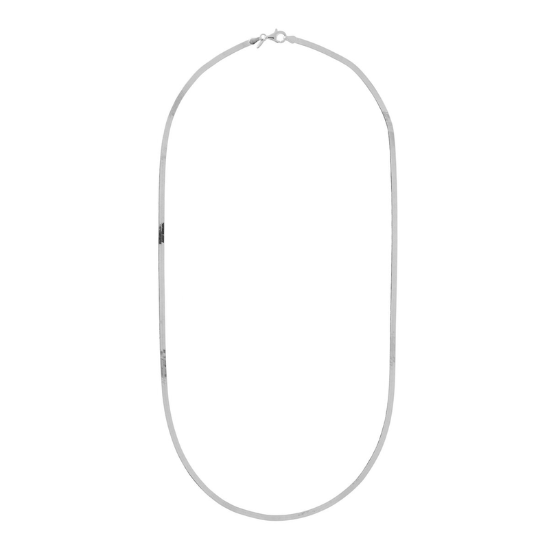 Long Flat Necklace in Platinum-plated 925 Silver
