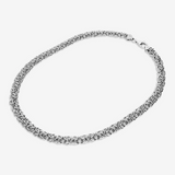 Collier ras du cou à maillons byzantins en argent 925 platiné.