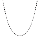 Long Rosary Necklace with Black Spinel in Platinum plated 925 Silver