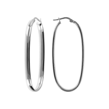Large Elongated Oval Earrings in Platinum-plated 925 Silver