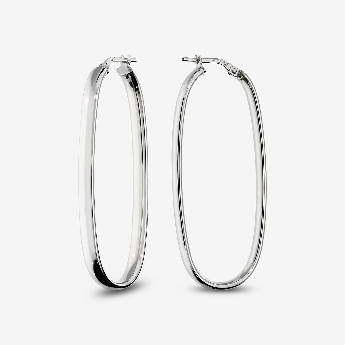 Orecchini Ovali Allungati Large in Argento 925 placcato Platino