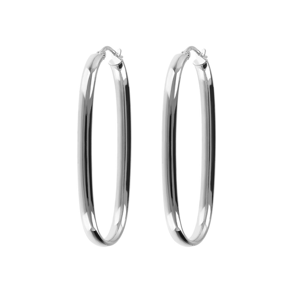Große längliche ovale Ohrringe aus platiniertem 925er Silber