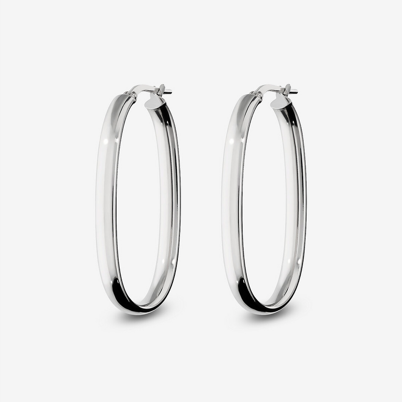 Orecchini Ovali Allungati Small in Argento 925 placcato Platino