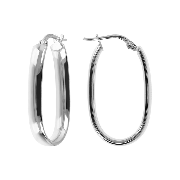 Small Elongated Oval Earrings in Platinum-plated 925 Silver