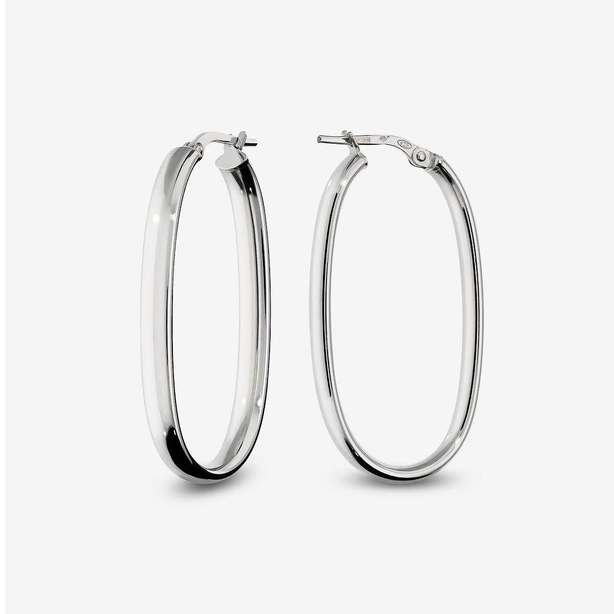 Orecchini Ovali Allungati Small in Argento 925 placcato Platino