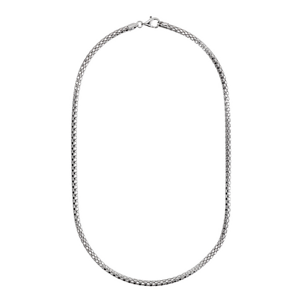 Popcorn Choker Necklace in Platinum plated 925 Silver