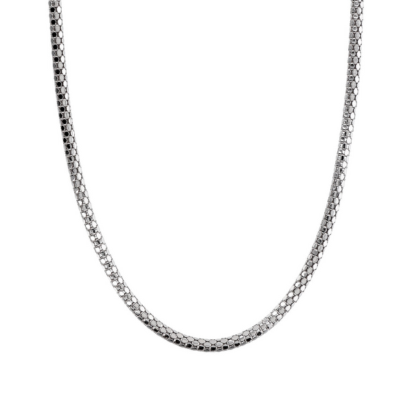 Popcorn Choker Necklace in Platinum plated 925 Silver