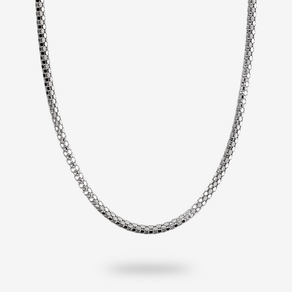 Popcorn Choker Necklace in Platinum plated 925 Silver