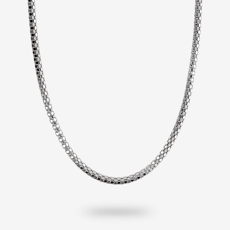Collana Girocollo Maglia Popcorn in Argento 925 placcato Platino