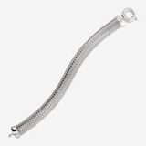 Petit et grand bracelet à maillons Popcorn en argent 925 platiné.