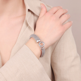 Petit et grand bracelet à maillons Popcorn en argent 925 platiné.