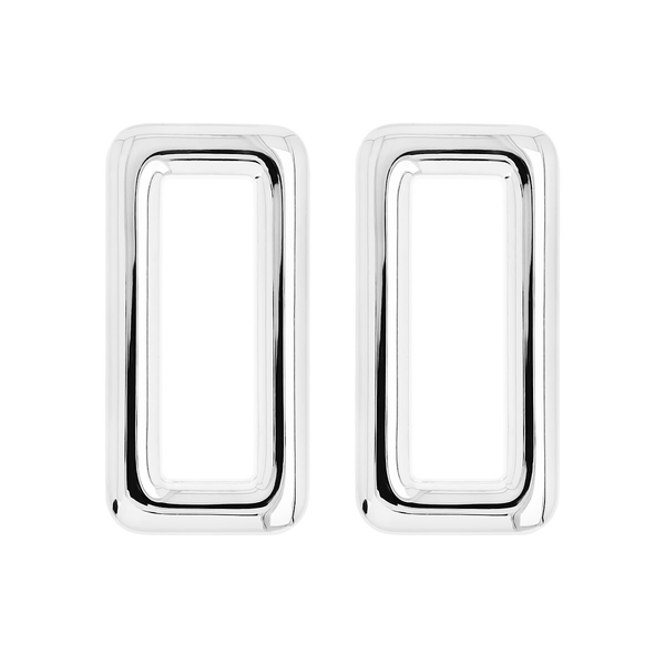 Rectangular Front Shaped Earrings in Platinum-plated 925 Silver