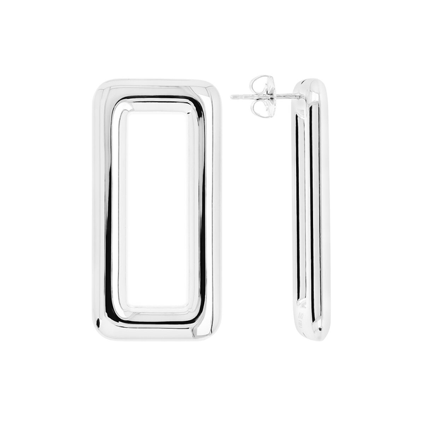 Rectangular Front Shaped Earrings in Platinum-plated 925 Silver