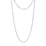 Graduated Necklace with Double Strand of Diamond Microbeads in Platinum Plated 925 Silver