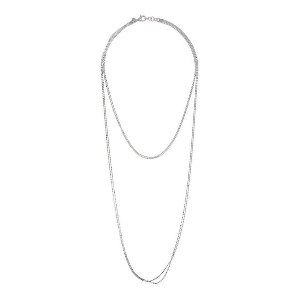 Abgestufte Halskette mit doppeltem Strang aus Mikrosteinen aus platiniertem 925er Silber