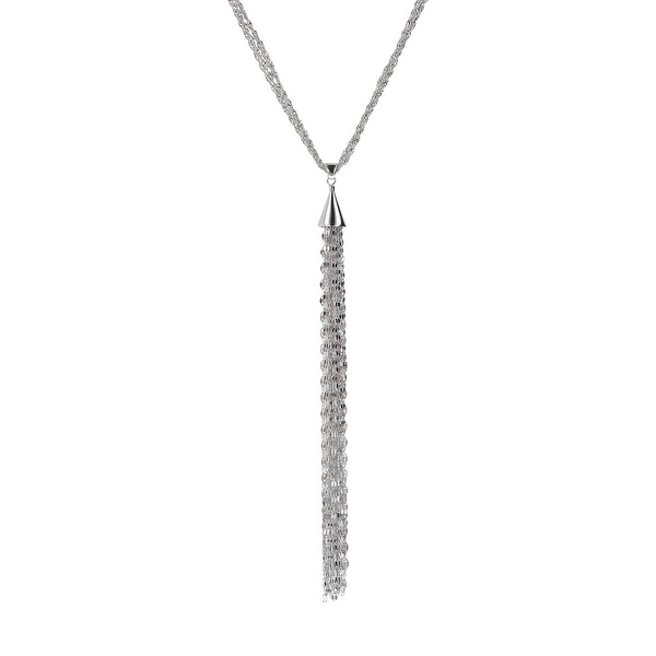 Mehrsträngige Halskette aus platiniertem 925er Silber mit verschiebbarem Anhänger