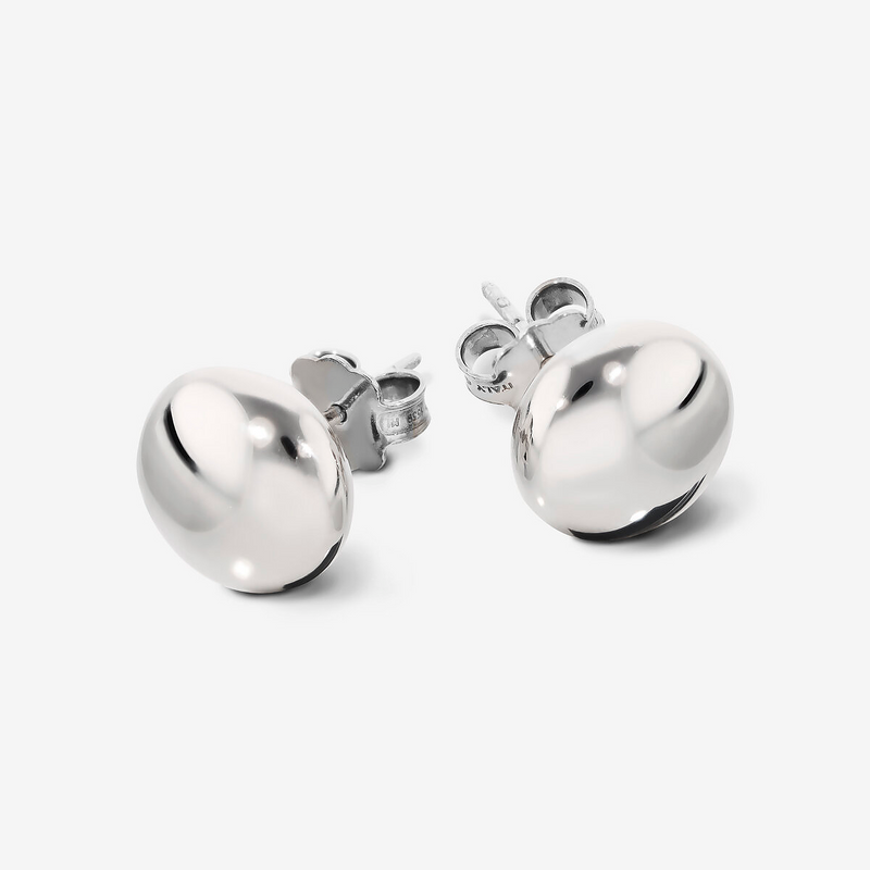 Maxi Button Earrings in Platinum-plated 925 Silver