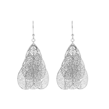 Pendant Earrings with Diamond Petals in Platinum-plated 925 Silver