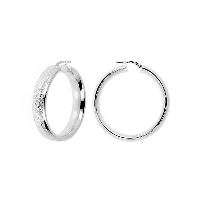 Boucles d'oreilles créoles diamant en argent 925 plaqué platine