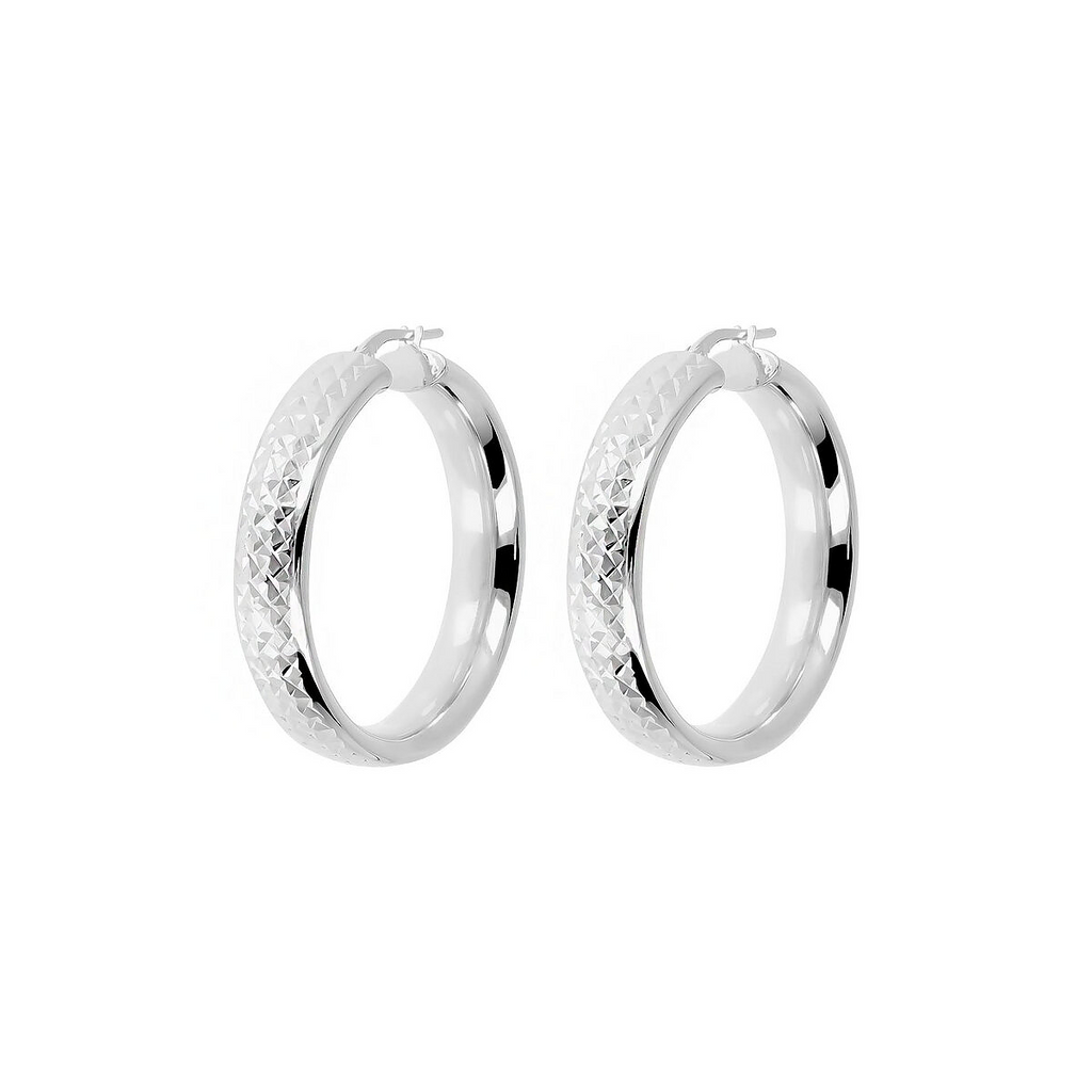 Hoop Earrings in Platinum Plated 925 Sterling Silver - Milor