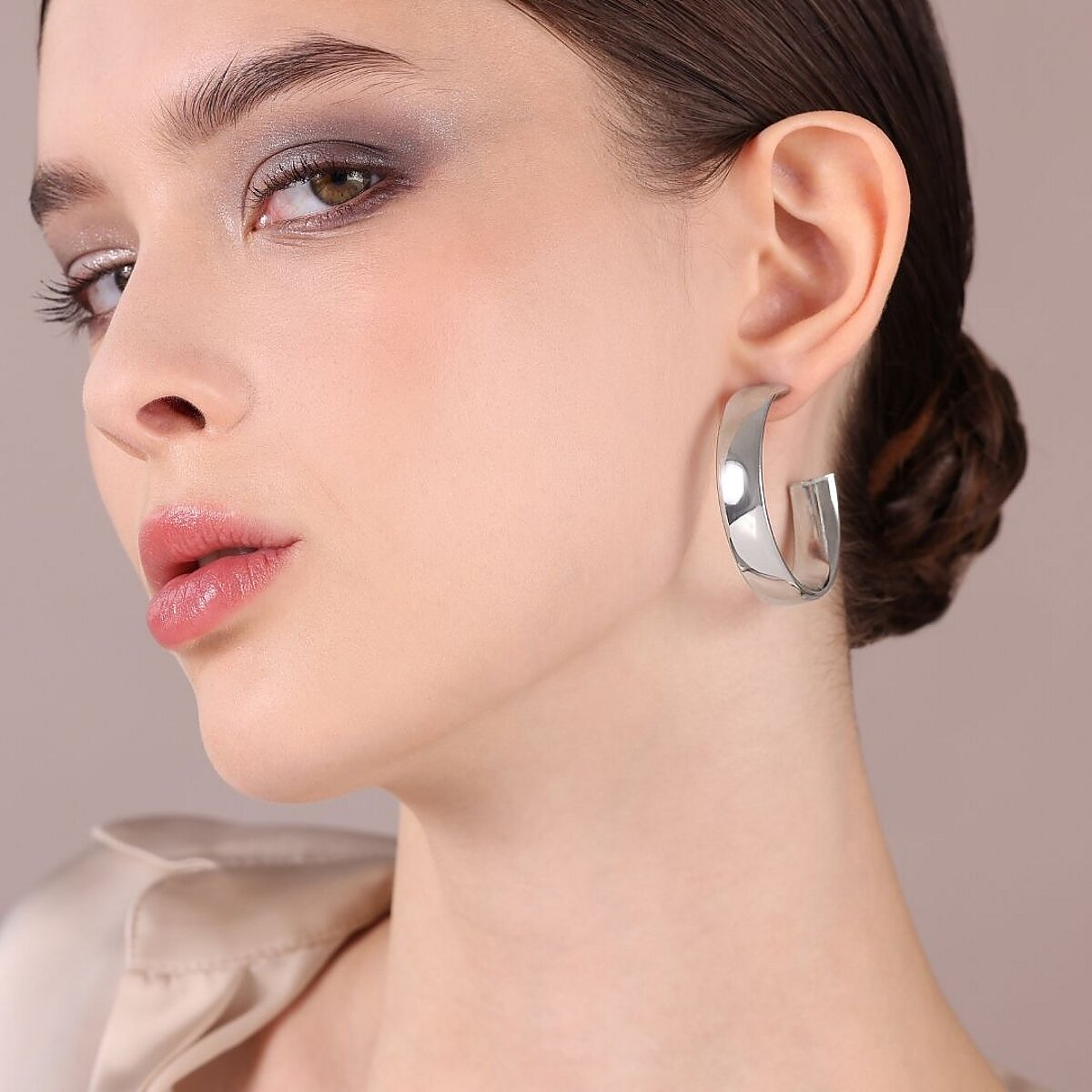 925 Sterling Silver Platinum Plated Hoop Earrings