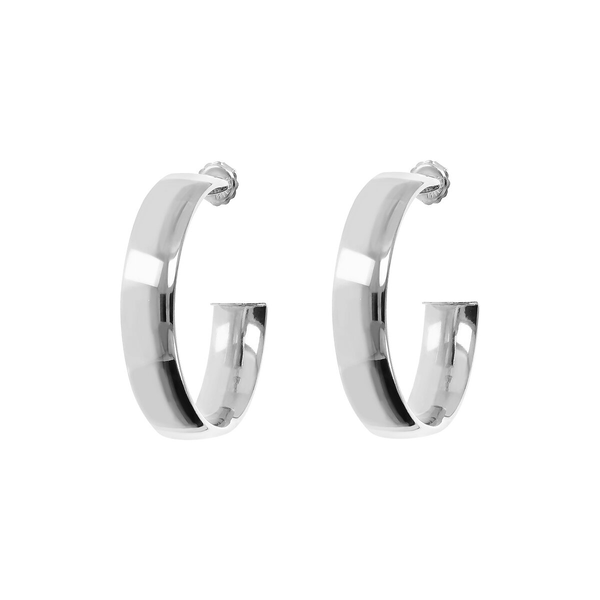 925 Sterling Silver Platinum Plated Hoop Earrings