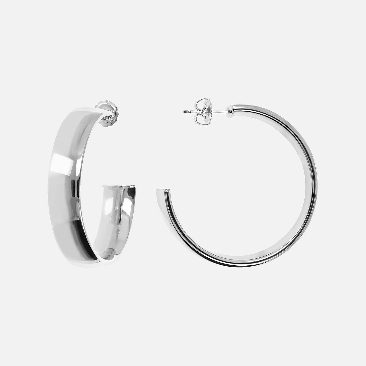 925 Sterling Silver Platinum Plated Hoop Earrings